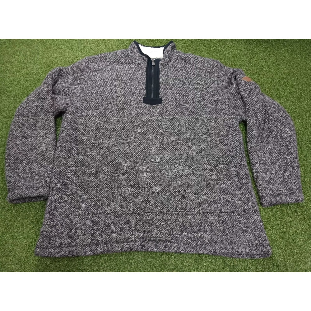 Orvis Classic Collection Tweed Sweater Mens XL Gray Black Sherpa Fleece Lined